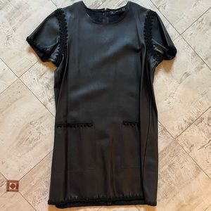 zara faux leather dress with knit detail